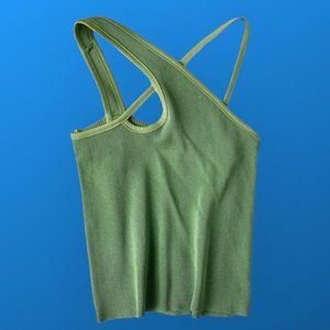 Green asymmetric crop top